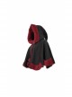 Black Gothic Petal-Shaped Double-Faced Contrast Women Wool Hooded Shawl