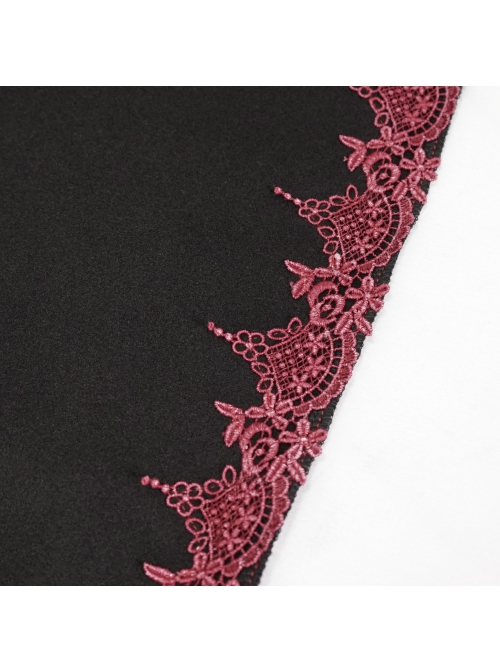 Black Gothic Petal-Shaped Double-Faced Contrast Women Wool Hooded Shawl