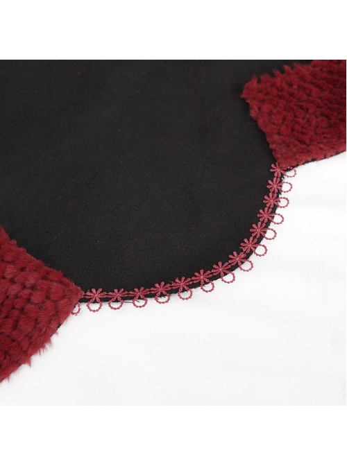 Black Gothic Petal-Shaped Double-Faced Contrast Women Wool Hooded Shawl