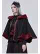 Black Gothic Petal-Shaped Double-Faced Contrast Women Wool Hooded Shawl