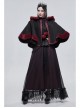 Black Gothic Petal-Shaped Double-Faced Contrast Women Wool Hooded Shawl