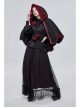 Black Gothic Petal-Shaped Double-Faced Contrast Women Wool Hooded Shawl