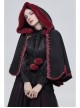 Black Gothic Petal-Shaped Double-Faced Contrast Women Wool Hooded Shawl