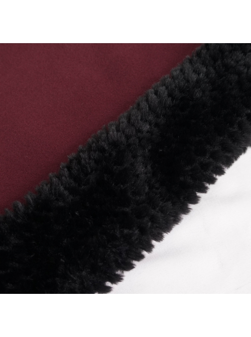 Wine Red Gothic Petal-Shaped Double-Faced Contrast Women Wool Hooded Shawl