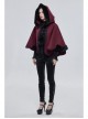Wine Red Gothic Petal-Shaped Double-Faced Contrast Women Wool Hooded Shawl