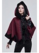 Wine Red Gothic Petal-Shaped Double-Faced Contrast Women Wool Hooded Shawl