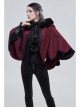 Wine Red Gothic Petal-Shaped Double-Faced Contrast Women Wool Hooded Shawl