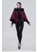 Wine Red Gothic Petal-Shaped Double-Faced Contrast Women Wool Hooded Shawl