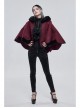 Wine Red Gothic Petal-Shaped Double-Faced Contrast Women Wool Hooded Shawl