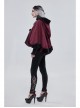 Wine Red Gothic Petal-Shaped Double-Faced Contrast Women Wool Hooded Shawl