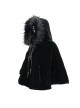 Quilted Black Velvet Collar Crescent Pendant Zipper Gothic Warm Short Shawl