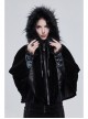 Quilted Black Velvet Collar Crescent Pendant Zipper Gothic Warm Short Shawl
