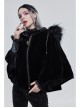 Quilted Black Velvet Collar Crescent Pendant Zipper Gothic Warm Short Shawl