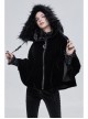 Quilted Black Velvet Collar Crescent Pendant Zipper Gothic Warm Short Shawl