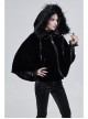 Quilted Black Velvet Collar Crescent Pendant Zipper Gothic Warm Short Shawl