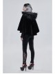 Quilted Black Velvet Collar Crescent Pendant Zipper Gothic Warm Short Shawl