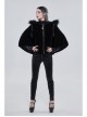 Quilted Black Velvet Collar Crescent Pendant Zipper Gothic Warm Short Shawl