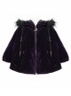 Quilted Purple Velvet Collar Crescent Pendant Zipper Gothic Warm Short Shawl
