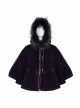 Quilted Purple Velvet Collar Crescent Pendant Zipper Gothic Warm Short Shawl