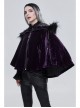 Quilted Purple Velvet Collar Crescent Pendant Zipper Gothic Warm Short Shawl