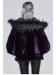 Quilted Purple Velvet Collar Crescent Pendant Zipper Gothic Warm Short Shawl