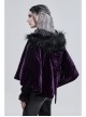 Quilted Purple Velvet Collar Crescent Pendant Zipper Gothic Warm Short Shawl
