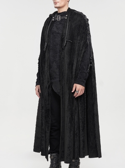 Corduroy Shoulder Strap Ties Open Fork Open Hands Men's Gothic Hooded Cape