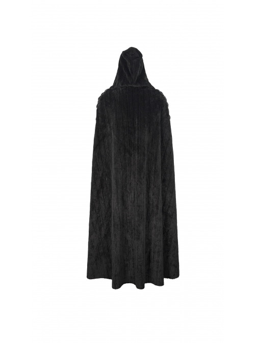 Corduroy Shoulder Strap Ties Open Fork Open Hands Men's Gothic Hooded Cape