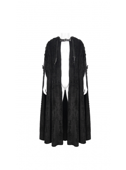 Corduroy Shoulder Strap Ties Open Fork Open Hands Men's Gothic Hooded Cape