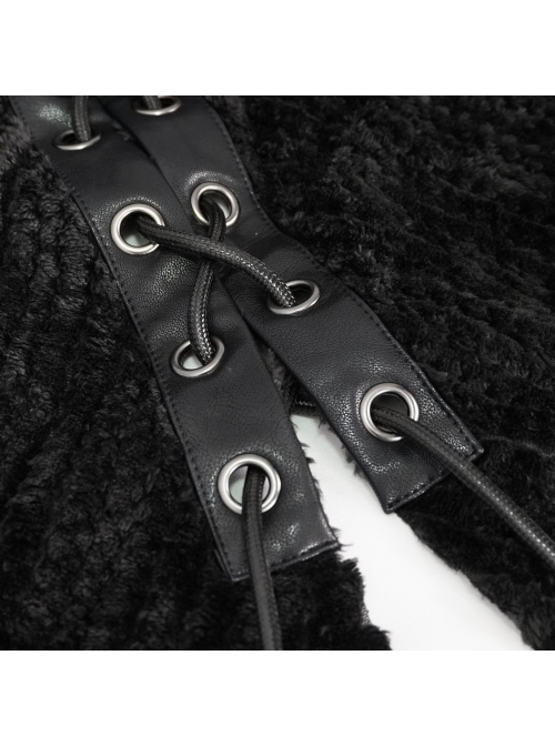 Corduroy Shoulder Strap Ties Open Fork Open Hands Men's Gothic Hooded Cape