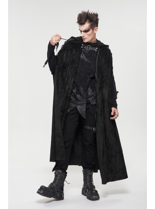 Corduroy Shoulder Strap Ties Open Fork Open Hands Men's Gothic Hooded Cape