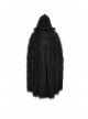 Black Long Curly Wool Plush Front Cross Punk Men Hooded Cloak