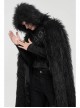 Black Long Curly Wool Plush Front Cross Punk Men Hooded Cloak