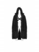 Black Long Curly Wool Plush Front Cross Punk Men Hooded Cloak