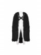 Black Long Curly Wool Plush Front Cross Punk Men Hooded Cloak