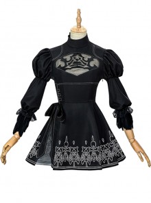 NieR Automata YoRHa No. 2 Type B Halloween Cosplay Costume Black Dress Full Set
