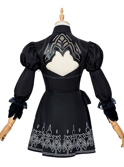 NieR Automata YoRHa No. 2 Type B Halloween Cosplay Costume Black Dress Full Set
