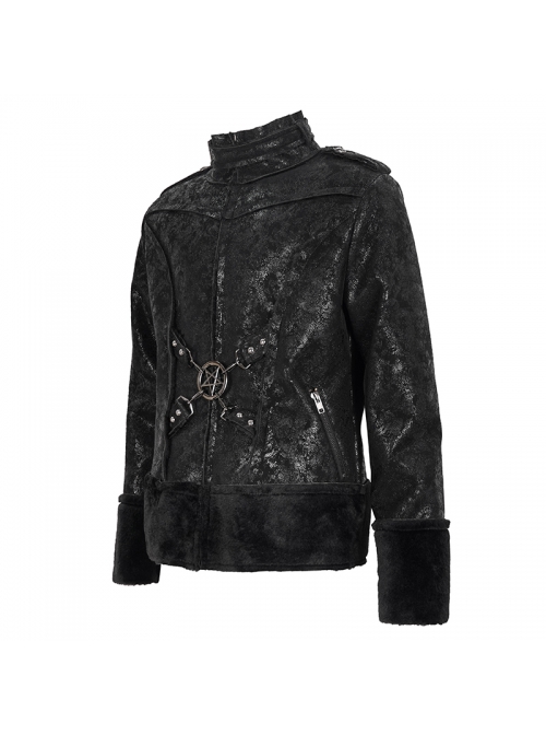 Five-Pointed Star Decoration Retro Punk Suede Male Short Plush coat