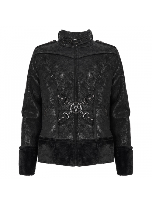 Five-Pointed Star Decoration Retro Punk Suede Male Short Plush coat