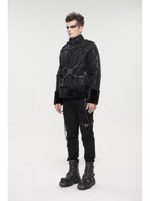 Five-Pointed Star Decoration Retro Punk Suede Male Short Plush coat