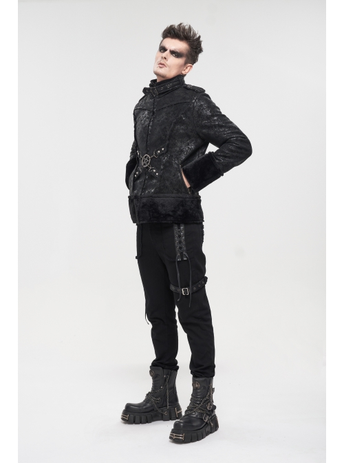 Five-Pointed Star Decoration Retro Punk Suede Male Short Plush coat