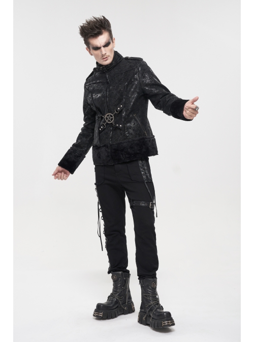 Five-Pointed Star Decoration Retro Punk Suede Male Short Plush coat