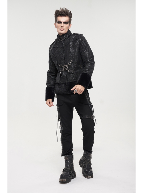 Five-Pointed Star Decoration Retro Punk Suede Male Short Plush coat