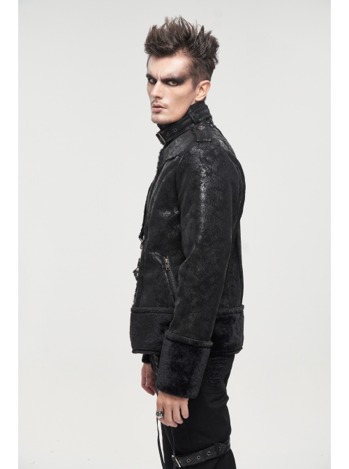 Five-Pointed Star Decoration Retro Punk Suede Male Short Plush coat