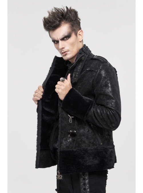 Five-Pointed Star Decoration Retro Punk Suede Male Short Plush coat