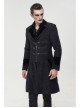 Black Gothic Vintage Button Decoration Removable Fur Collar Male Coat