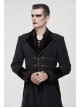 Black Gothic Vintage Button Decoration Removable Fur Collar Male Coat