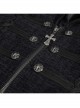 Black Gothic Vintage Button Decoration Removable Fur Collar Male Coat