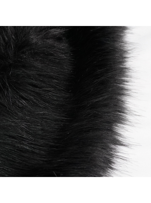 Black Gothic Vintage Button Decoration Removable Fur Collar Male Coat
