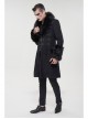 Black Gothic Vintage Button Decoration Removable Fur Collar Male Coat
